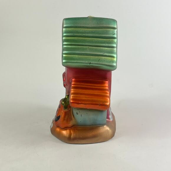 Halloween Haunted House Ghost Pumpkin Wax Candle Painted 5.75" Decor Display - Picture 3 of 14